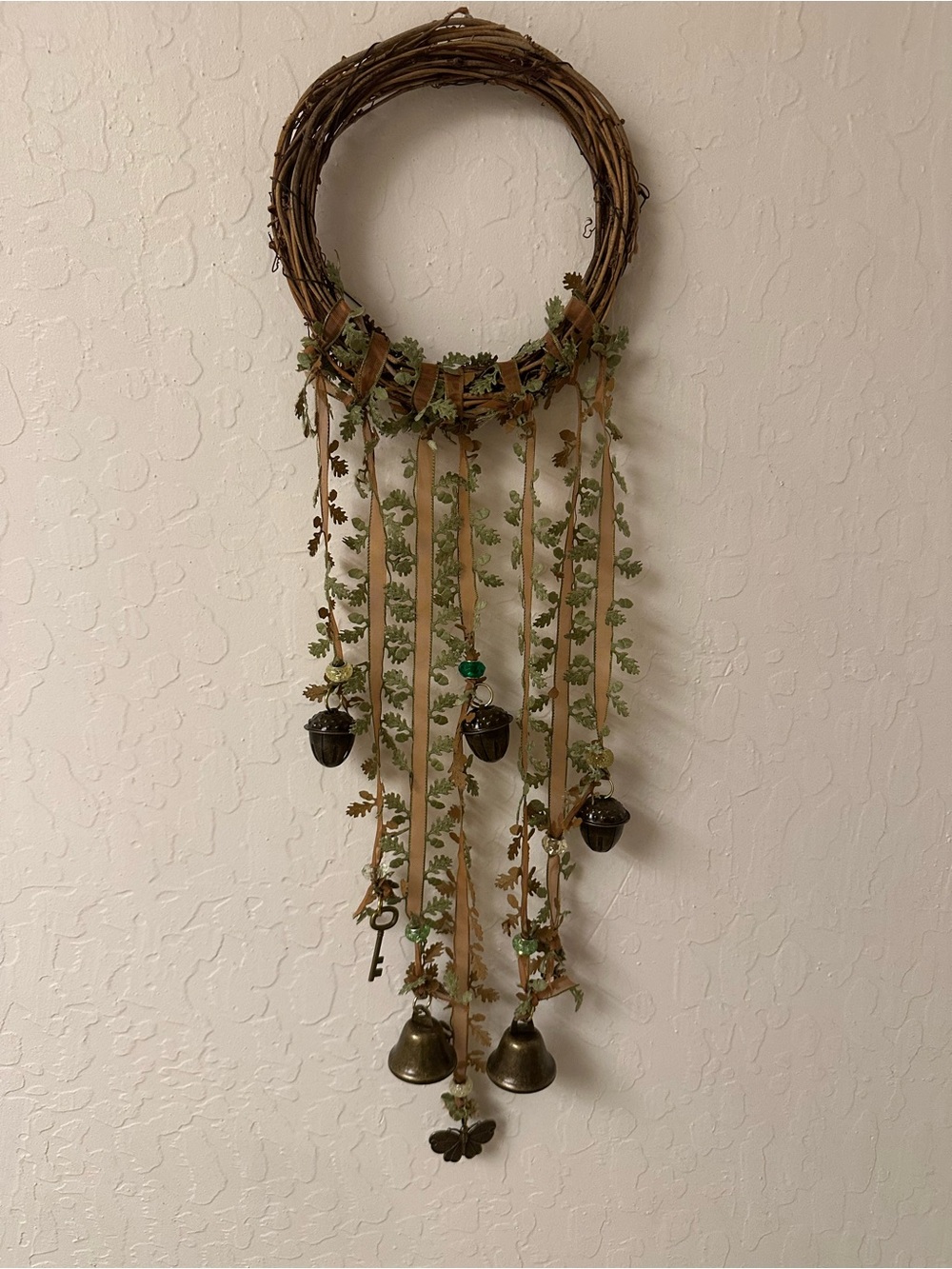 Handmade Woodland Witch Bells – Grapevine Door Hanger with Acorns